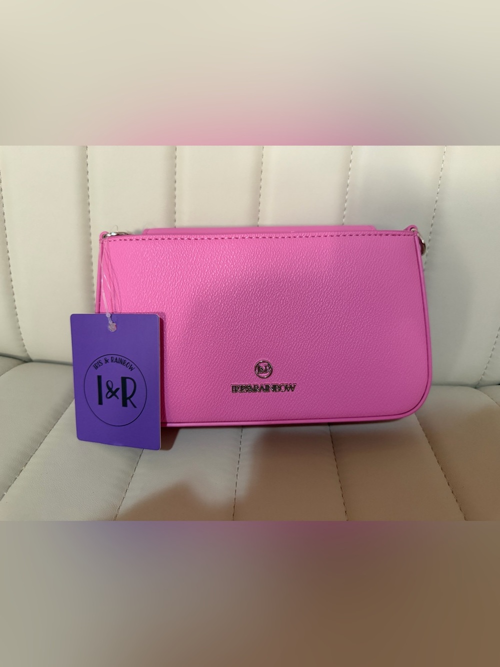 Rainbow Pink Crossbody Clutch - Sleek Zip Wristlet